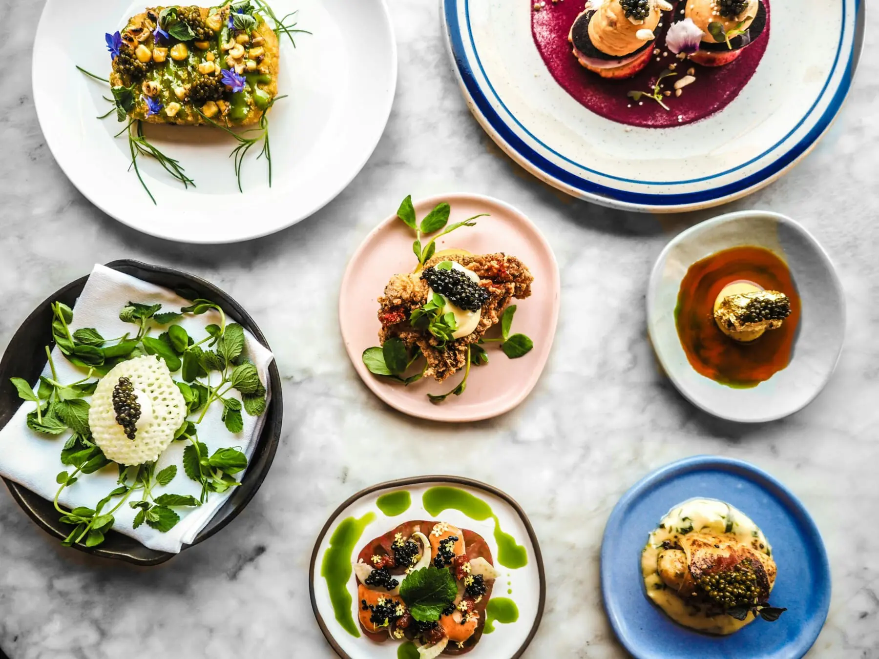 Plates of food at a Melbourne restaurant in the inner north